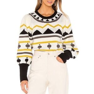BOGO! Jen's Pirate Booty Aztec Geometric Puff Sleeve Sweater Size XS/S